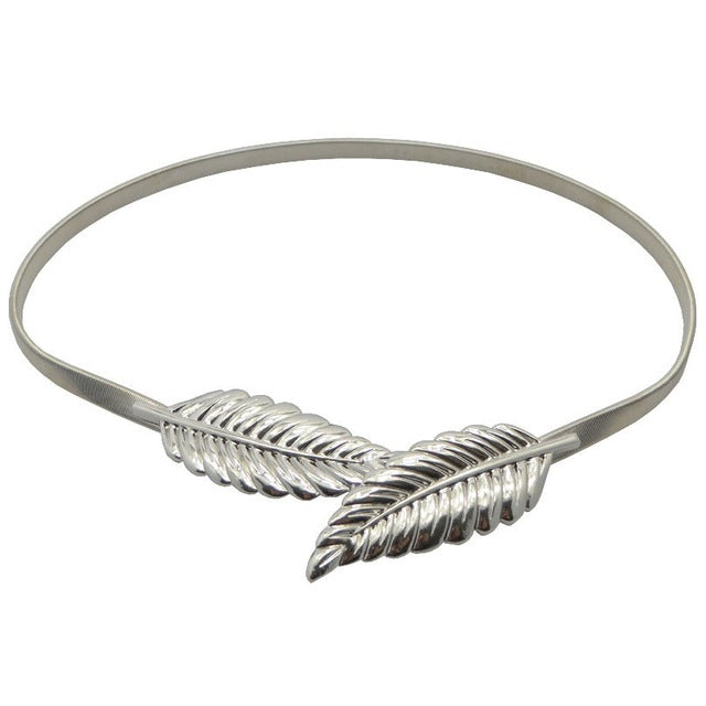 Flower Leaf Shape Wedding Designer Elastic Belts Women Girl Stretch Skinny Waist Belt Cummerbunds Metal Female Belt - Sheseelady