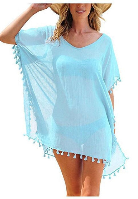 Summer Stylish Ladies' Bikini Cover-ups With Tassel For Beach