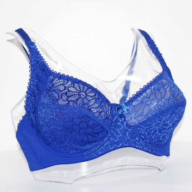 Lager Bosom Lace Perspective Bra For Womens Sexy Lingerie Underwire Embroidery Floral Bralette Plus Size Brassiere Top - Sheseelady