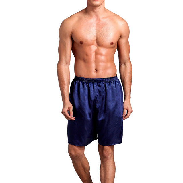 Casual Loose Men'S Satin Silk Pajama Shorts Sleepwear - Sheseelady