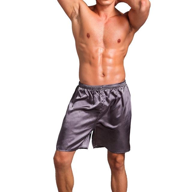 Casual Loose Men'S Satin Silk Pajama Shorts Sleepwear - Sheseelady