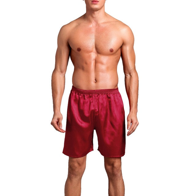 Casual Loose Men'S Satin Silk Pajama Shorts Sleepwear - Sheseelady