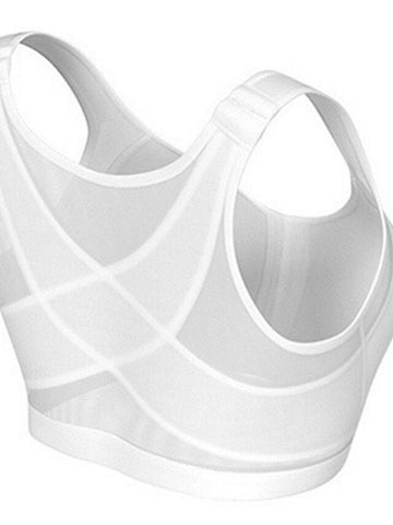 Women's Wireless Bras Sports Bras Fixed Straps 3,4 Cup Scoop Neck Breathable Running Sport Pure Color Front Closure Sport Nylon 1PC White Black , Bras & Bralettes , 1 PC