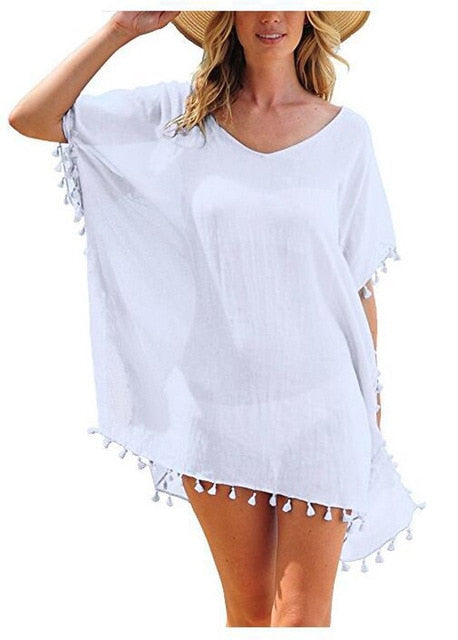 Summer Stylish Ladies' Bikini Cover-ups With Tassel For Beach