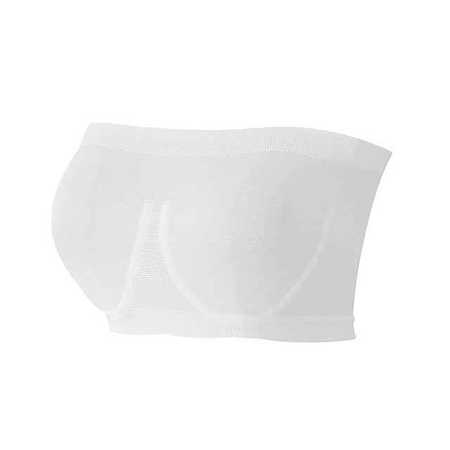 Women's Bras & Bralettes Tube Bra Strapless Full Coverage Solid Color Scoop Neck Micro-elastic Breathable Invisible Casual Daily Nylon Green , 1 PC