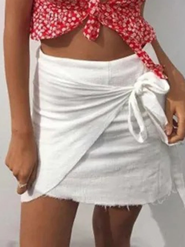 Women's Skirt Mini Polyester Black White Pink Wine Skirts Casual Vacation Beach