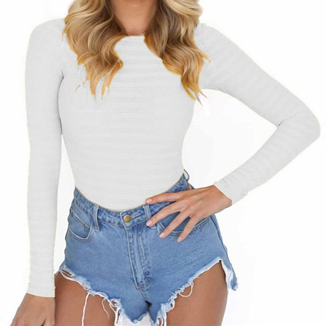 Autumn Bodycon Bodysuits Feminino Mujer Sexy Stretchy Rompers Long Sleeve O Neck Women Body Winter Jumpsuit Top - Sheseelady