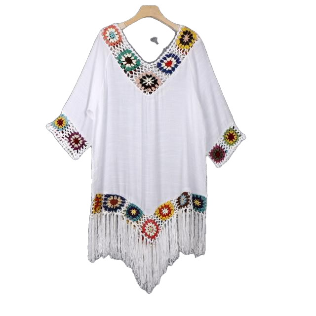 Summer Style Sexy Women's V-neck Long Sleeved Cotton Beach Dress Plus Size