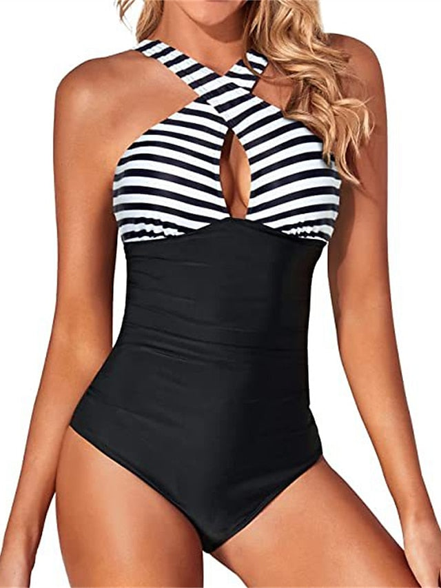 Women's Swimwear One Piece Normal Swimsuit Quick Dry Plain Black White Pink Navy Blue Royal Blue Bodysuit Bathing Suits Sports Beach Wear Summer