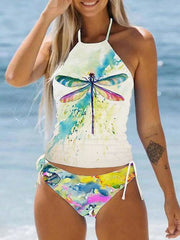 Women's Swimwear Tankini 2 Piece Normal Swimsuit 2 Piece Printing Leopard Tie Dye Black White Red Blue Bathing Suits Sports Beach Wear Summer
