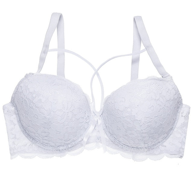 Bow Lace Bralette Brassiere Underwire Lingerie Racerback Floral Bras - Sheseelady
