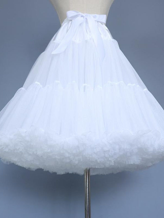 Women's Petticoat Mini Organza Black White Skirts Ruffle Layered Tulle Fashion Performance Casual Daily One-Size