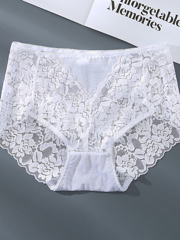 Women's Sexy Panties Brief Underwear 1pc , pack Underwear Fashion Sexy Lace Lace Nylon Mid Waist Sexy Black Red White
