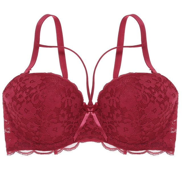Bow Lace Bralette Brassiere Underwire Lingerie Racerback Floral Bras - Sheseelady