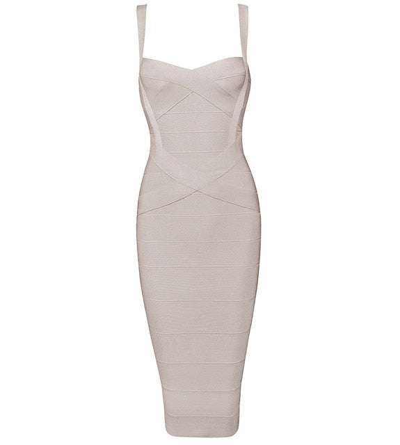 Midi Bandage Sexy Spaghetti Strap Bodycon Club Party Dresses