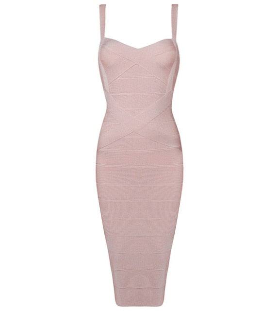Midi Bandage Sexy Spaghetti Strap Bodycon Club Party Dresses