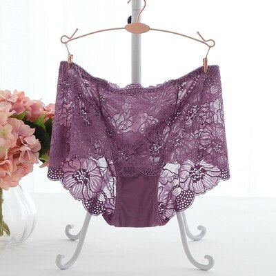 Sexy Hollow Out Floral Embroidery Lace Briefs Women With L-5Xl For Ladies