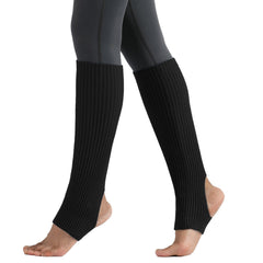 Women Stockings Open Heel Knee High Leg Warmers Ribbed Knit for Yoga Ballet Dancing Lounging