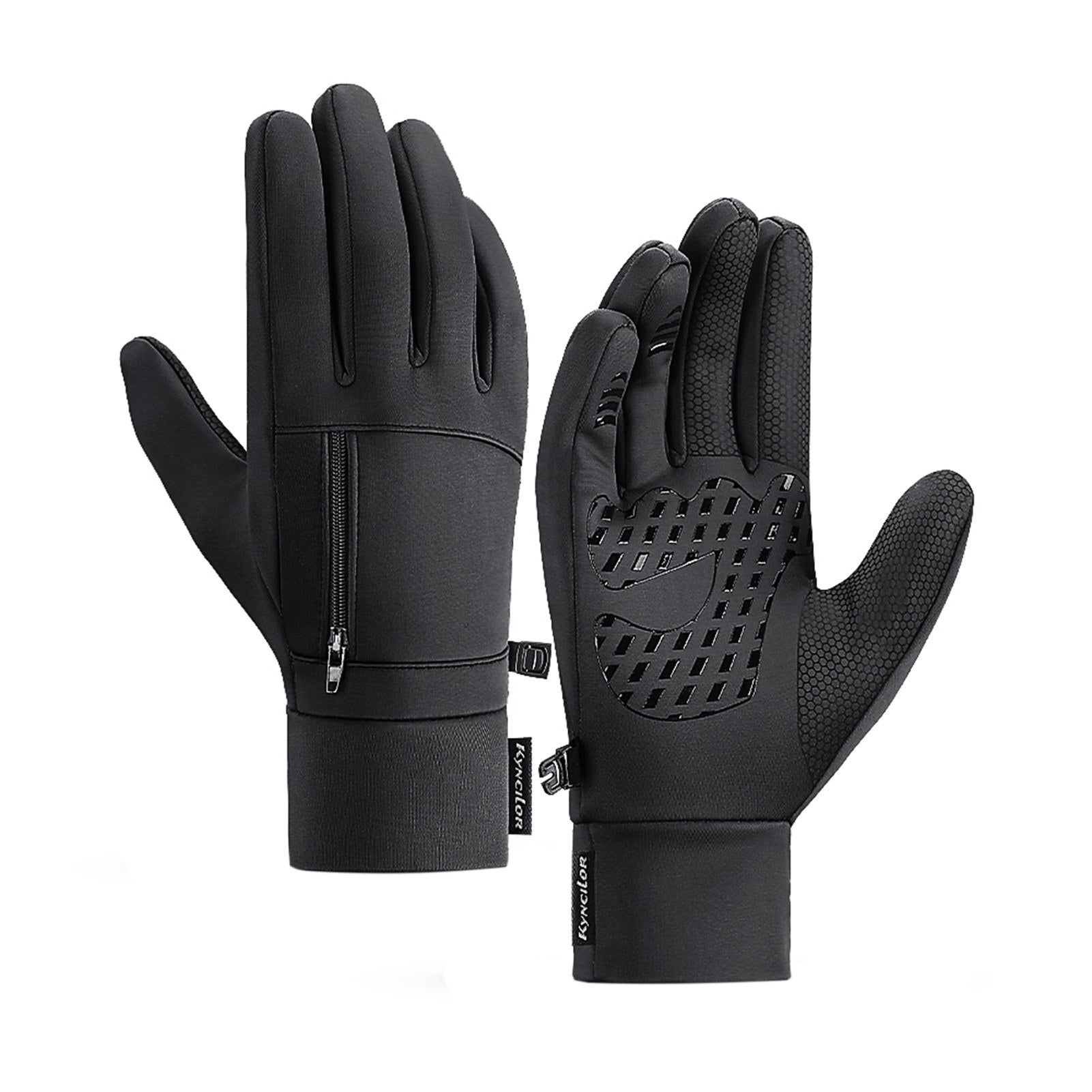 Men's Waterproof Thermal Touchscreen Gloves with Pocket & Anti-Slip Fleece for Winter Sports