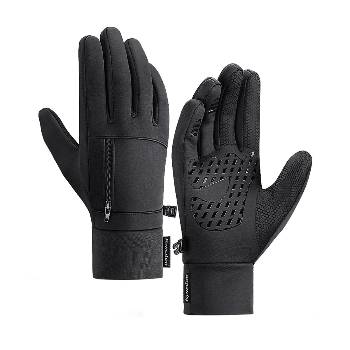 Men's Waterproof Thermal Touchscreen Gloves with Pocket & Anti-Slip Fleece for Winter Sports