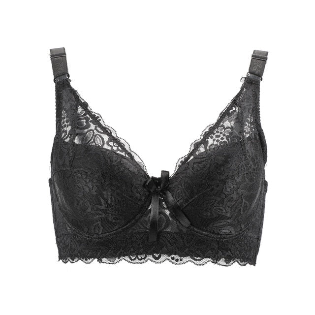 Trendy Sexy Ladies' Unlined Lace Push Up Bralette Plus Size