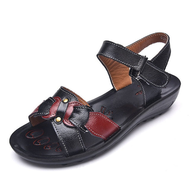 Casual Genuine Leather Sandals Women Wedge Sandals Platform Summer Shoes Ladies Sandalias Beach Shoes Chaussures Femme - Sheseelady