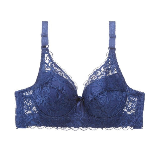Trendy Sexy Ladies' Unlined Lace Push Up Bralette Plus Size