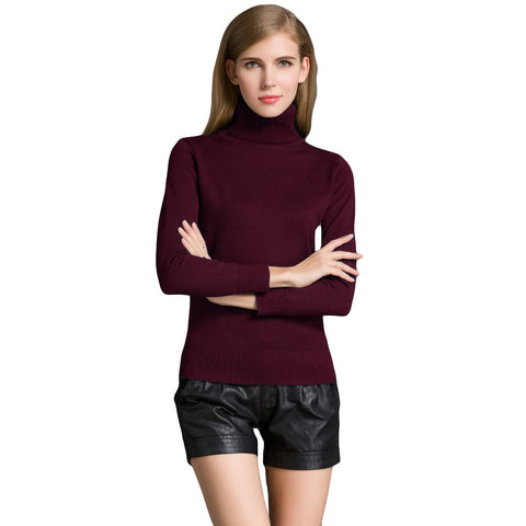 Fashion Winter Women Sweater Knitwear Turtle Neck Long SleevesRibbed Knitted Pullover Tops