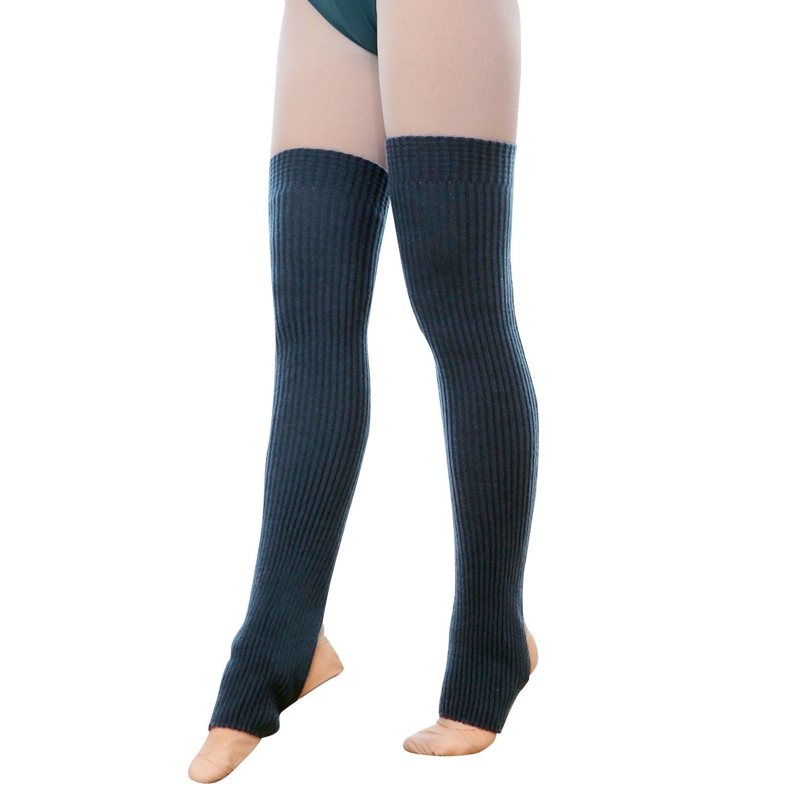 Women Yoga Stockings Open Heel Ribbed Knit Thigh High Leg Warmers for Ballet Dancing Lounging