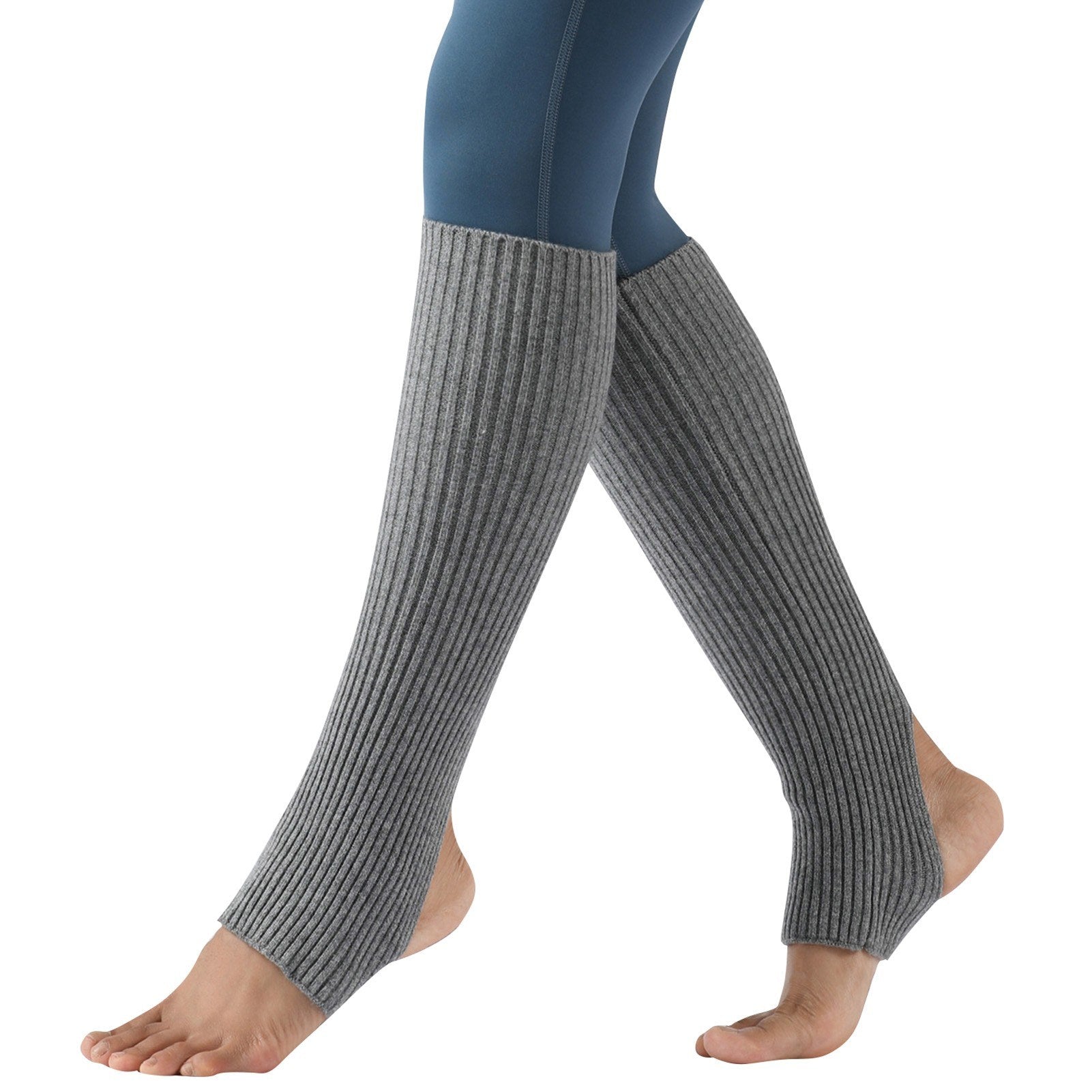 Women Stockings Open Heel Knee High Leg Warmers Ribbed Knit for Yoga Ballet Dancing Lounging