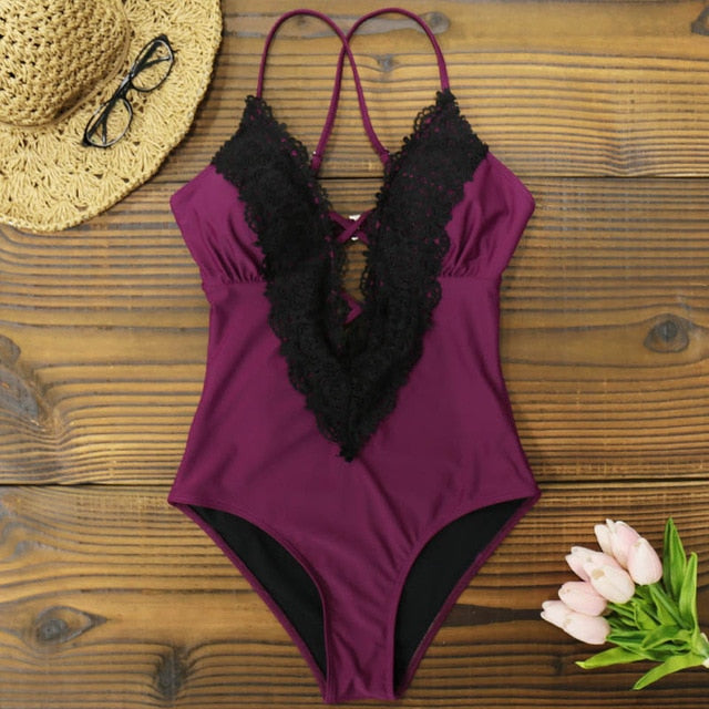 Vintage Sexy Women's Backless Bathing Suit One Piece
