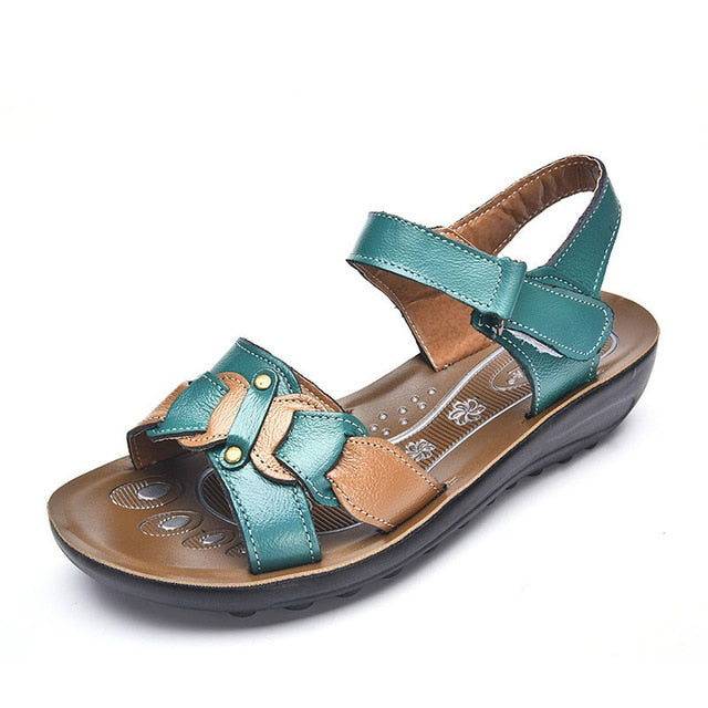 Casual Genuine Leather Sandals Women Wedge Sandals Platform Summer Shoes Ladies Sandalias Beach Shoes Chaussures Femme - Sheseelady