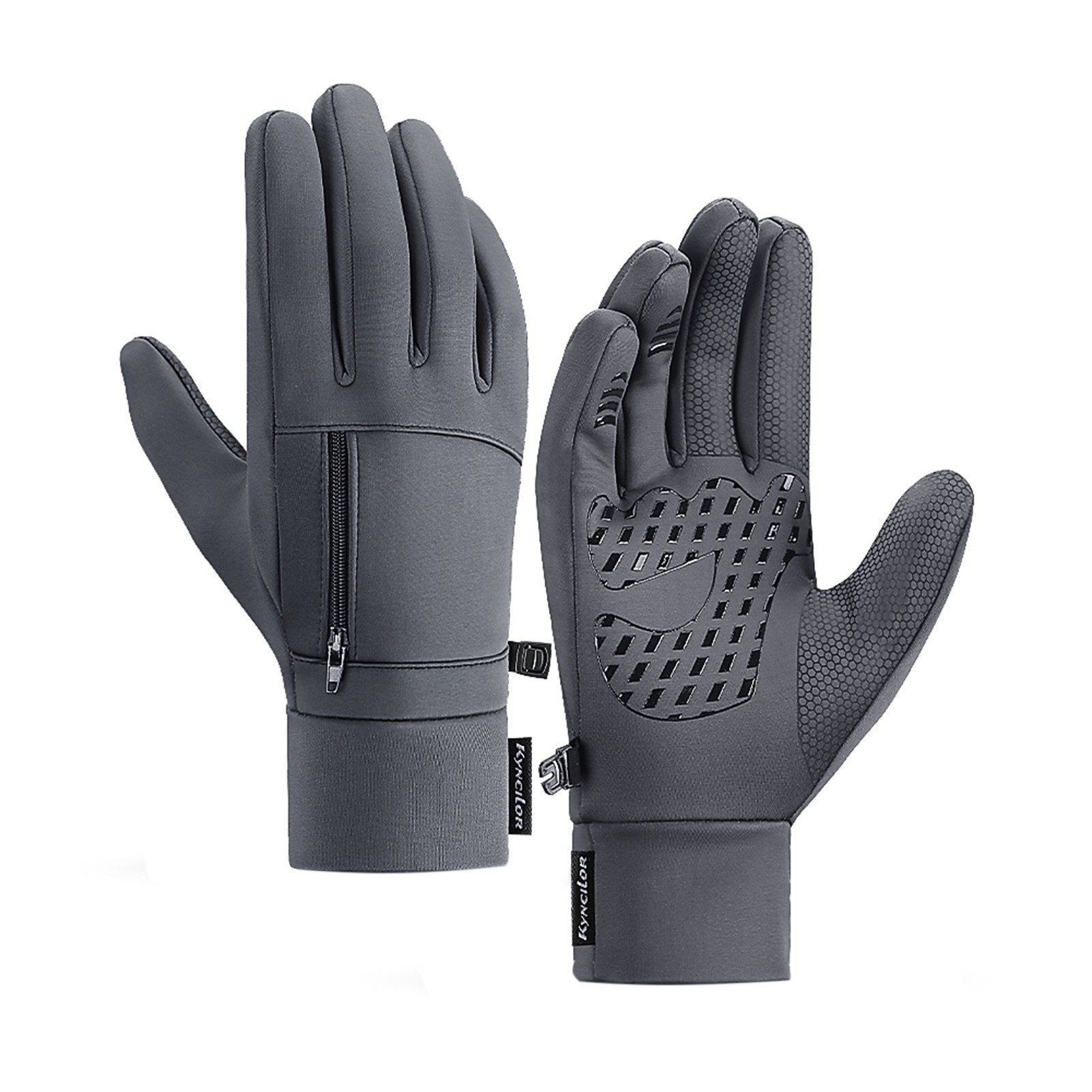 Men's Waterproof Thermal Touchscreen Gloves with Pocket & Anti-Slip Fleece for Winter Sports