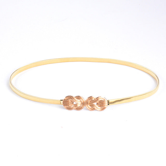 Flower Leaf Shape Wedding Designer Elastic Belts Women Girl Stretch Skinny Waist Belt Cummerbunds Metal Female Belt - Sheseelady