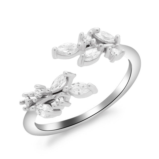 Fashion 26 Letters Silver Ring For Women Rhinestone Open Finger Rings Female Engagement Ring Jewelry Anel Party Gift - Sheseelady