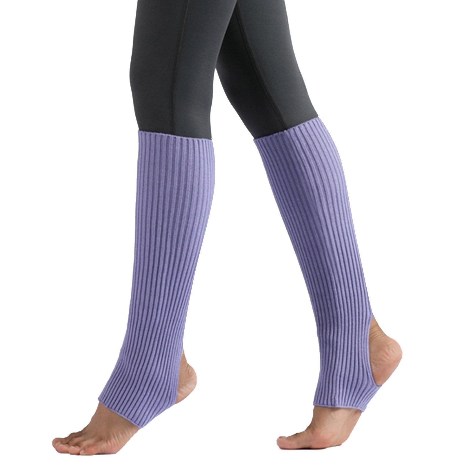 Women Stockings Open Heel Knee High Leg Warmers Ribbed Knit for Yoga Ballet Dancing Lounging