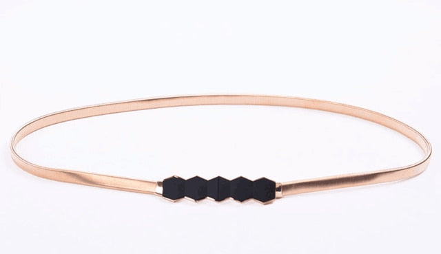 Flower Leaf Shape Wedding Designer Elastic Belts Women Girl Stretch Skinny Waist Belt Cummerbunds Metal Female Belt - Sheseelady