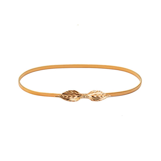Flower Leaf Shape Wedding Designer Elastic Belts Women Girl Stretch Skinny Waist Belt Cummerbunds Metal Female Belt - Sheseelady