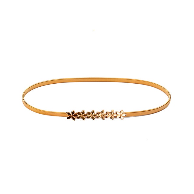 Flower Leaf Shape Wedding Designer Elastic Belts Women Girl Stretch Skinny Waist Belt Cummerbunds Metal Female Belt - Sheseelady