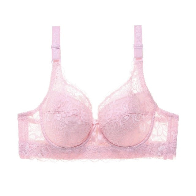 Trendy Sexy Ladies' Unlined Lace Push Up Bralette Plus Size