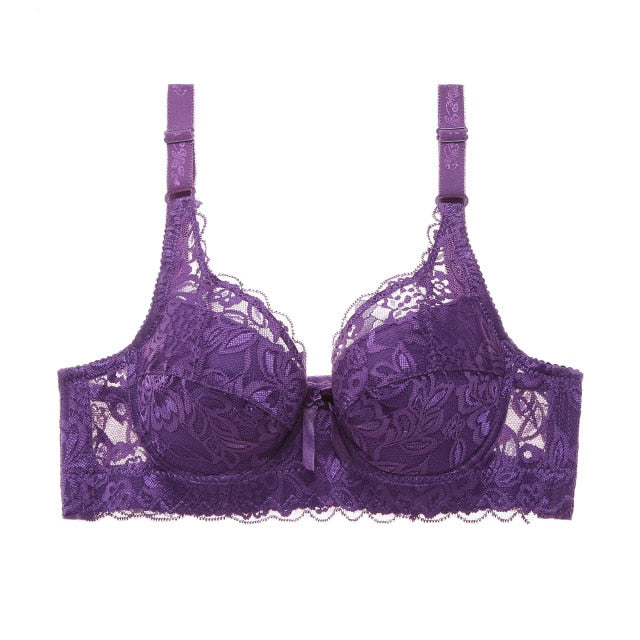 Trendy Sexy Ladies' Unlined Lace Push Up Bralette Plus Size