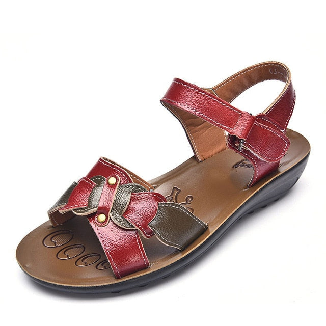 Casual Genuine Leather Sandals Women Wedge Sandals Platform Summer Shoes Ladies Sandalias Beach Shoes Chaussures Femme - Sheseelady
