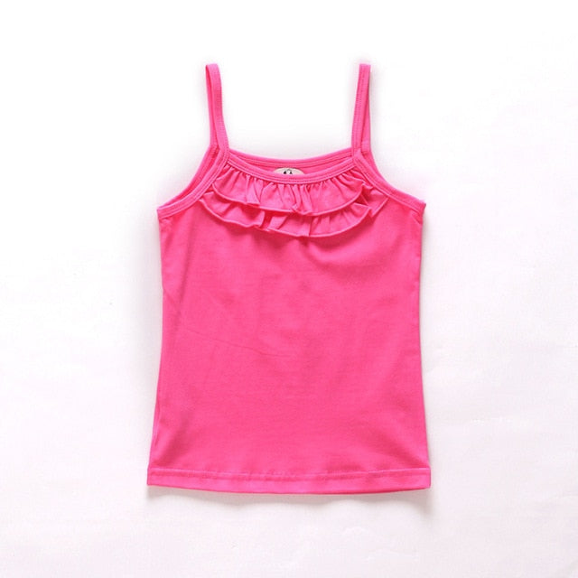 Fashionable Sweet Girls' Cartoon Print O-neck Cotton Vest