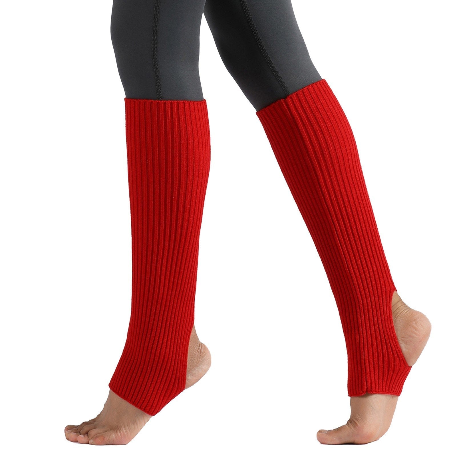 Women Stockings Open Heel Knee High Leg Warmers Ribbed Knit for Yoga Ballet Dancing Lounging