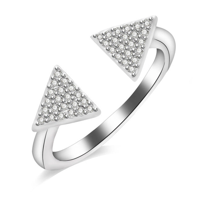 Fashion 26 Letters Silver Ring For Women Rhinestone Open Finger Rings Female Engagement Ring Jewelry Anel Party Gift - Sheseelady