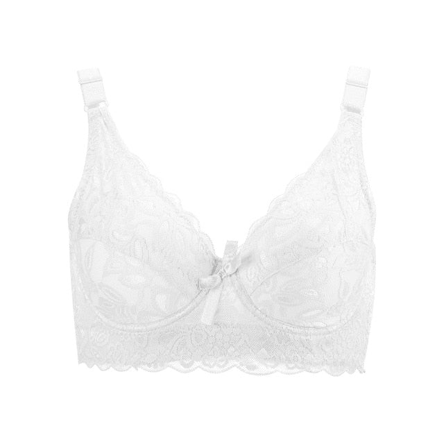 Trendy Sexy Ladies' Unlined Lace Push Up Bralette Plus Size