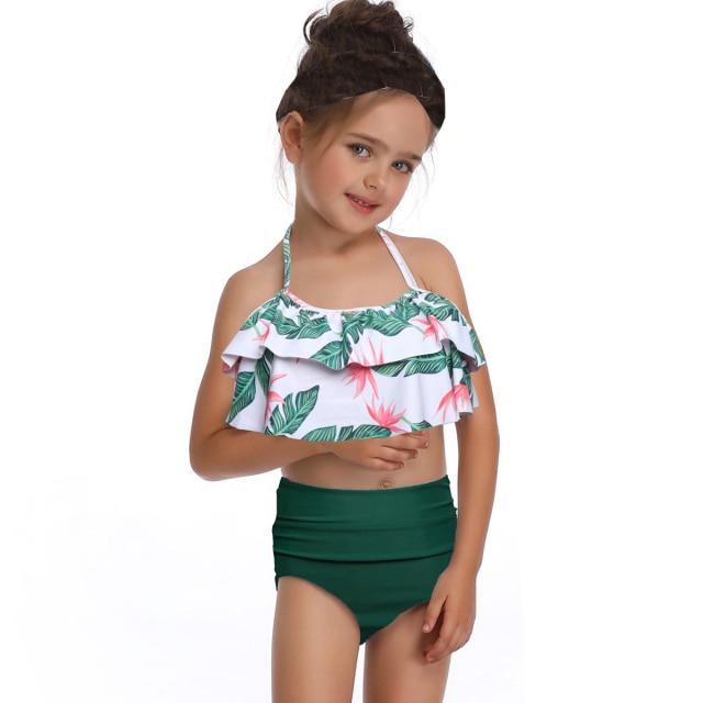 Trendy Girls Summer Floral Print Sleeveless Beachwear Two Pieces