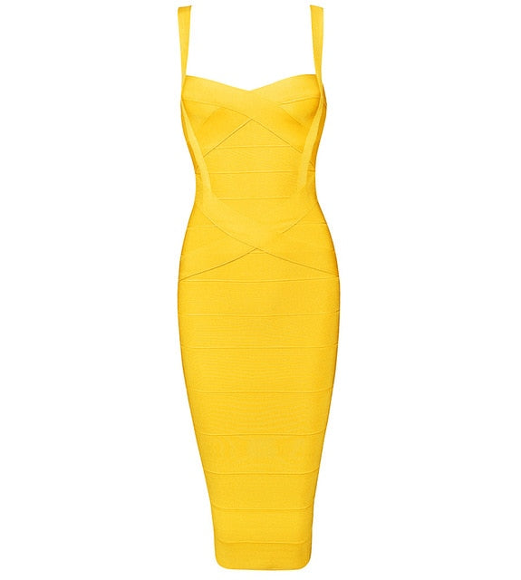 Midi Bandage Sexy Spaghetti Strap Bodycon Club Party Dresses