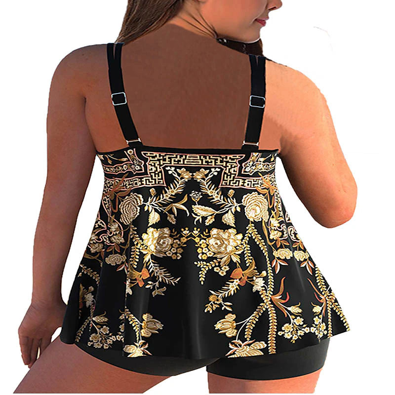Women's Swimwear Tankini 2 Piece Normal Swimsuit Backless 2 Piece Printing Adjustable Print Multi Color Light Blue Green Black Purple Yellow Padded Strap Bathing Suits Sexy Vacation Beach Wear