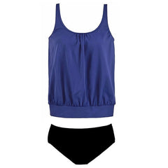Women's Swimwear Tankini 2 Piece Normal Swimsuit Slim for Big Busts Solid Color Black Blue Purple Padded Vest Strap Bathing Suits Sports Active Basic / Padded Bras